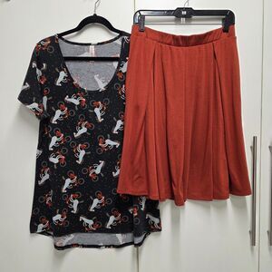 Vintage LuLaRoe Unicorn Classic Tee Large & Madison Skirt XL Bundle